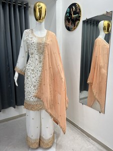 EID FESTIVAL SPECIAL MODERN HEAVY SEQUENCE EMBROIDERY SALWAR KAMEEZ SET with GEORGETTE FABRIC <b>TOP</b> PLazzo QUICK DRY for PARTY - Product Image 4