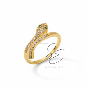 Anillo de Serpiente Chapado en Oro de 18K, Ajustable, con Ojos Verdes, de Acero Inoxidable, Impermeable, para Mujer, Hipoalergénico - Product Image 6