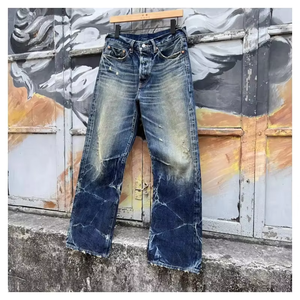 Lotfeel OEM Custom High Quality Ripped Slim Fit Man Cotton Heavy Washing Denim Japanese Selvedge Denim Jeans Homme - Product Image 1