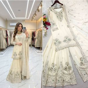 Conjunto de Salwar Kameez Rosa Bordado de Secado Rápido Royal Export para Mujer, Top y Pantalones Palazzo Estilo Pakistaní e Indio para Fiestas y Bodas - Product Image 2