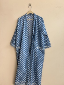 Kimono de Algodón de Manga Larga para Mujer, Estampado, Ropa de Dormir Suave y Transpirable para Verano - Product Image 1