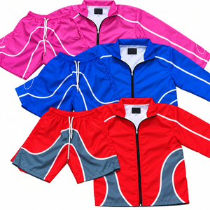 Conjuntos deportivos de verano para hombre, cortavientos de 2 piezas, conjunto de pantalones cortos de nailon, conjunto deportivo informal de nailon de manga larga para hombre - Product Image 1