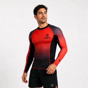 SINEWY Custom Stretch Polyester Sublimation Print Design Jiu Jitsu Kimono Long Sleeve Wrestling Rash Guard Compression T-Shirt - Product Image 1