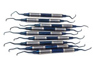 ชุดเครื่องมือขูดหินปูนเกรซี่สำหรับงานทันตกรรม 9 ชิ้น สีน้ำเงิน ด้ามจับแบบมีลาย สำหรับผ่าตัดด้วยมือ ระดับ Class I - Product Image 3