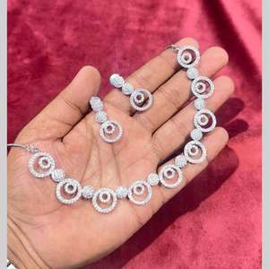 สร้อยคอเพชรแบบอเมริกันชุดเครื่องประดับชุบเงิน11151688WH หรูหรา - Product Image 1