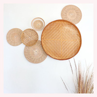 Platos Decorativos de Pared de Ratán Modernos Art Deco Ecológicos Hechos a Mano, Color Personalizado, Paquete Multipieza para un Hogar Sostenible