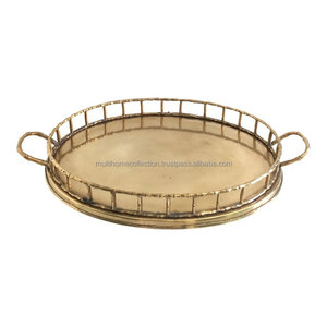 ถาดทองแดงทรงกลมแกะสลักแบบโบราณถาดเสิร์ฟพร้อมพิมพ์โลโก้ส่วนตัวงานทำด้วยมือคุณภาพสูง - Product Image 6