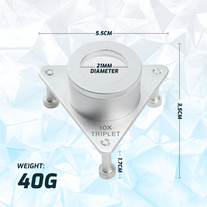Loupe à triple lentille 10X avec support à 3 pieds |   Loupe en verre optique avec corps en aluminium pour bijoutiers et gemmologues (vente en gros OEM) - Product Image 3