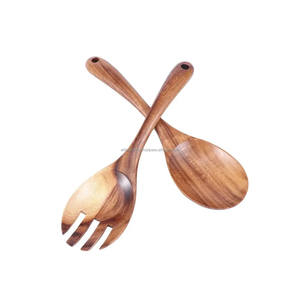 Vente chaude Long Manche En Bois D'acacia Ustensiles De Service Style Populaire En Bois Salade Serveur Ensemble Écologique - Product Image 2