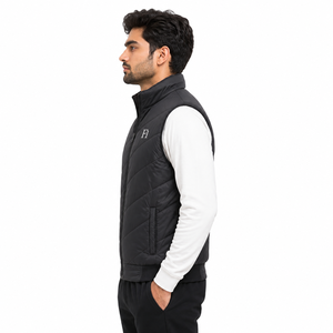 Men's Quilted Puffer Vest Custom Logo Stand Collar Zipper Padded Sleeveless Men's <b>Jackets</b> Wholesale Winter Outdoor Outerwear USA - Product Image 4