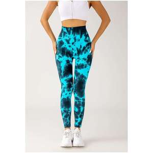 Pantalones de yoga de cintura media con costuras, efecto levantacola, con cordón, ajuste holgado, de secado rápido, para mujer, al por mayor - Product Image 2