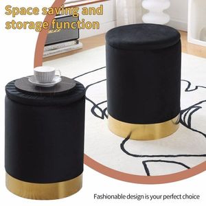Pouf Contenitore in Similpelle Dorata, Poggiapiedi Multiuso con Sedia da Toeletta, per Ingresso e Applicazioni Alberghiere - Product Image 5