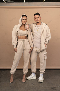 ชุดเซ็ตสเวตสูททรงบ็อกซี่ปักลายตามสั่ง แบบยูนิเซ็กซ์ ผ้าฝ้ายเฟรนช์เทอร์รี่  เสื้อฮู้ดซิป  ชุดวอร์มผู้หญิง - Product Image 5