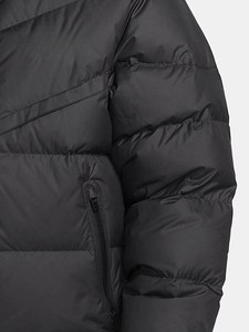 Men's Black Hooded Puffer Jacket Windproof Zipper Closure Casual Winter Outerwear 100% Polyester Solid Color Short Length - Product Image 6