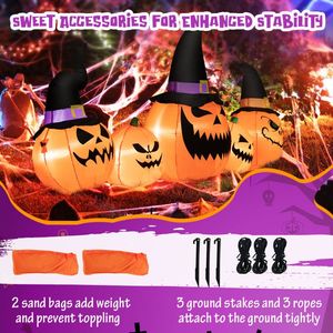 Decorazione gonfiabile da esterno per Halloween a forma di famiglia di zucche di 2,4 metri, impermeabile e illuminata a LED - Product Image 6