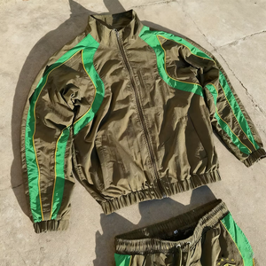 Custom Zipper Two Piece Set <b>Jogging</b> <b>Suit</b> Lightweight Windbreaker Waterproof Tracksuit Nylon Jackets and Nylon Track Pants - Product Image 4