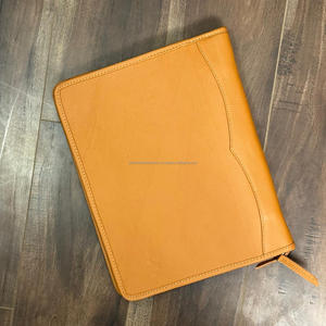 A4 Office Business Supplies Hand <b>Tooled</b> <b>Leather</b> Custom logo Document Ring Binder File Folder Genuine Cowhide <b>Leather</b> Padfolio - Product Image 5