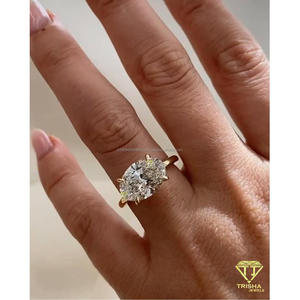 Luxury <b>Oval</b> Cut <b>Moissanite</b> Two Stone <b>Ring</b> In Gold Setting Elegant Toi Et Moi <b>Engagement</b> Jewelry For Women Wedding Gift - Product Image 4