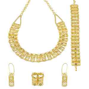 Wholesale 14K18K24K Micron Gold Plated France European Fashion <b>Jewelry</b> <b>Set</b> Traditional Floral Design <b>Bridal</b> Wedding <b>Jewelry</b> <b>Set</b> - Product Image 2