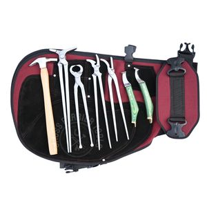 Juego de herramientas de herrador con protectores de seguridad, separador de herraduras, martillo para clavos, clavillero curvo, cuchillo para pezuñas, cuchilla de bucle y extractor de herraduras - Product Image 1