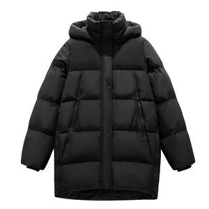 Blousons d'hiver pour hommes personnalisés OEM imprimés avec col montant, logo frontal, fermeture éclair, rembourrage en polyester, chauds et coupe-vent - Product Image 4