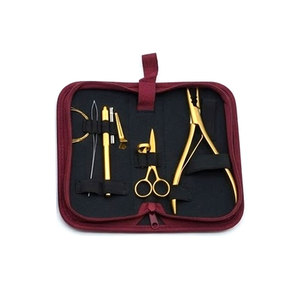 Premium Quality Stainless Steel Hair Extension and <b>Beading</b> Tool Kit with Carry Case Hair Extension Scissors Pliers <b>Needles</b> Hook - Product Image 1