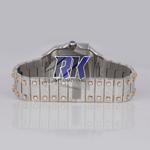 Reloj de Lujo para Hombre con Diamantes Moissanite, Cuarzo, Correa de Acero Inoxidable, Esfera Analógica, Visualización de Fecha y Cierre Plegable - Product Image 4
