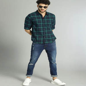 Chemises en jean décontractées 100% coton pour hommes, manches longues, col polo, bouton avant, respirant, design durable, poche à col rabattu - Product Image 1