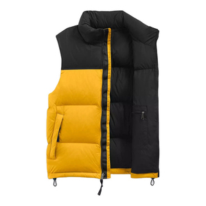 Chaleco sin mangas Body Warmer's, color negro y amarillo, chaleco acolchado con relleno de plumón, con cremallera, hecho de poliéster, chaleco softshell de invierno. - Product Image 3