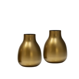 Juego de 2 jarrones de metal dorado en forma de pera, ideales para decoración del hogar, sala de estar y regalos de oficina. - Product Image 6