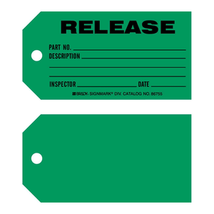 Étiquette de production Brady RELEASE 3x5,75 po, panneau d'identification de l'état de l'équipement préimprimé - Product Image 3