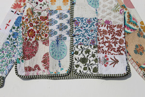 Veste sans manches en coton matelassé indien fait main, style vintage Kantha de Jaipur, vente en gros - Product Image 4