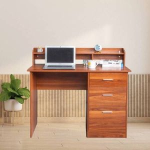 Relief Walnut Particle Board Melamine Laminated 110*50*95cm Three Drawers <b>Computer</b> <b>Desk</b> Desktop Storage Walnut <b>Computer</b> <b>Desk</b> - Product Image 1