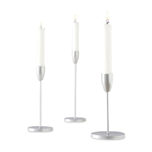 Modern Silver <b>Taper</b> <b>Candle</b> Holder Set of 3 Minimalist Metal Candlestick Stand For Wedding Centerpieces Luxury Table Decoration - Product Image 1