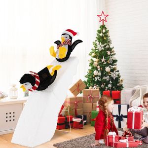 Set Decorativo Natalizio con Pinguino Pattinatore su Ghiaccio di 4 Piedi e Scivolo Innevato per Decorazioni Festive - Product Image 1