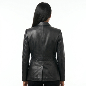 Wholesale Custom Ladies <b>Leather</b> <b>Blazer</b> Professional Business Office <b>Jacket</b> Women's Genuine <b>Leather</b> <b>Blazer</b> - Product Image 2
