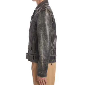 Custom Design Eco-Friendly Windproof Fashion Classic Leather Motorcycle <b>Jacket</b> Front Men Thermal <b>Fleece</b> <b>Lined</b> Winter Streetwear - Product Image 5