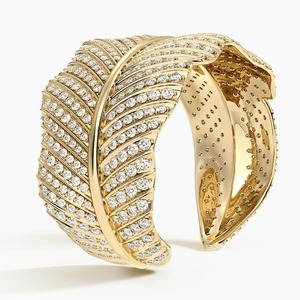 Brazalete con Diseño de Plumas para Mujer, Moissanita, Plata 925, Cristal, Diamantes de Imitación, Joyería Clásica de Moda para Fiesta - Product Image 2