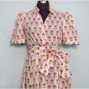 Nuevo Vestido Midi de Verano para Mujer, Estilo Bohemio, Hecho a Mano en India, con Estampado Floral Digital, de Algodón Puro, Tejido, Ecológico, con Encaje, Superventas - Product Image 2