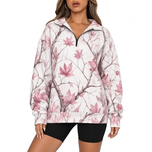 Sweat-shirt à demi-zip pour femme, imprimé léopard blanc, motif guépard noir et blanc, en polaire, coupe oversize, manches longues, décontracté - Product Image 6