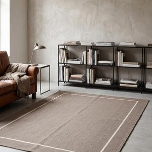 Alfombra Kilim de Lana Tejida a Mano de Primera Calidad, Antideslizante, Pelo Medio, Diseño Moderno Sólido, Borde Color Marfil, Alfombra Decorativa para el Hogar - Product Image 2