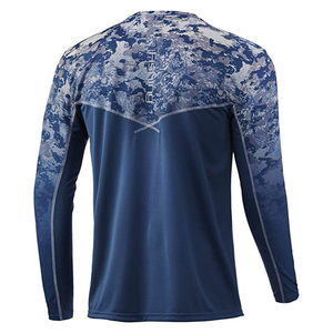 เสื้อตกปลาผู้ชายขายส่งจำนวนมาก ผ้าฝ้าย/ใยไผ่ 100% พิมพ์ลายดิจิทัล แขนยาว คอกลม ระบายอากาศ แห้งเร็ว - Product Image 2