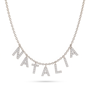 Collier de luxe pour femme avec plusieurs lettres, en or 10k, 14k, 18k et argent sterling 925, avec diamants de laboratoire - Product Image 1