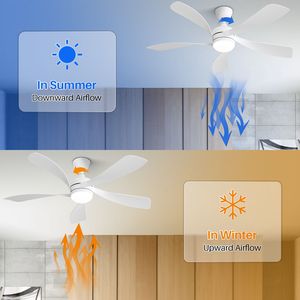 Ventilatore da soffitto moderno reversibile da 52 pollici con motore DC, 5 pale in ABS e luci LED con telecomando, bianco, per camera da letto - Product Image 2