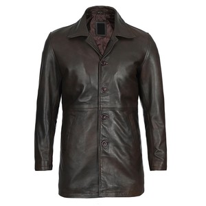 Dernier modèle de trench-coat d'hiver pour homme en cuir véritable personnalisé, style blazer, imperméable, à capuche, coupe ajustée, écologique et respirant - Product Image 3