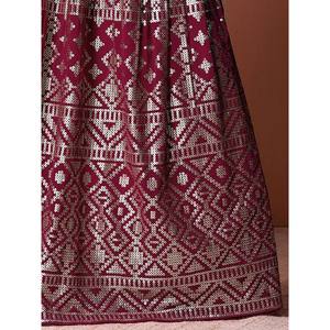 Fascinante Lehenga Choli de Georgette con Lentejuelas Rosa Oscuro para Festivales - Product Image 3