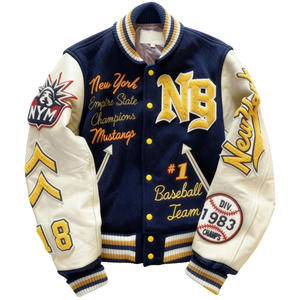 Chaqueta Varsity de los New York Mustangs para Hombre, con Letras Bordadas, Parche del Equipo de Béisbol, Cuello de Pana, para Otoño - Product Image 6