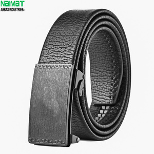 Cinturón Automático de Cuero Vacuno Genuino para Hombre, Hebilla de Acero con Patrón Geométrico, Estilo Formal, Moldeado en una Sola Pieza, Duradero, 3.3 cm de Ancho - Product Image 2