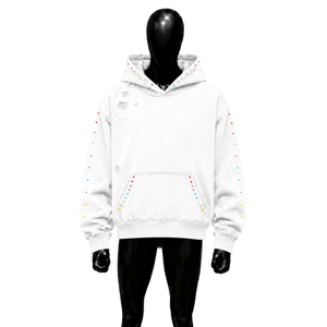 Sweat à capuche oversize blanc de luxe, effet vieilli, délavé vintage, haute qualité, coupe ample, tendance, en molleton doux, style urbain - Product Image 1