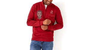 <b>Men</b> <b>Red</b> Quarter Zip Knitted <b>Sweatshirt</b> With Pocket And Logo Print Casual Autumn Wear <b>Men</b> Sweat Shirt - Product Image 1